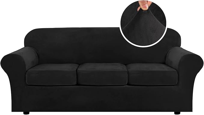 H.VERSAILTEX Modern Velvet Plush 4 Piece High Stretch Sofa Slipcover Sofa Cover
