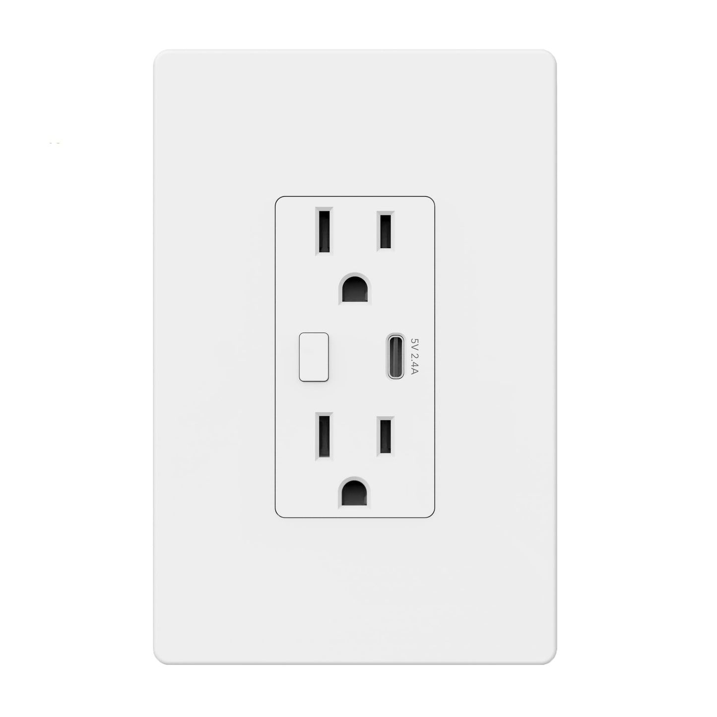 BN-LINK Smart Electrical Outlet with 2 Controlled Plugs and Type-C Charging, in-Wall Smart Wi-Fi Outlet with Voice and APP Remote Control, Compatible with Alexa and Google Assistant, 2.4GHz Wi-Fi Only