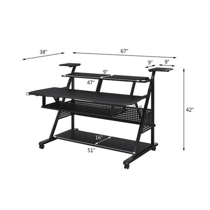 Acme Furniture Metal and Wooden Music Desk with Wheels, Black