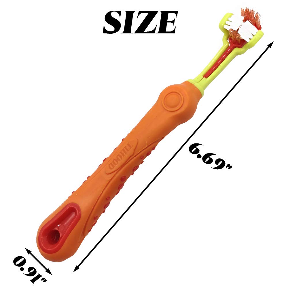 TIHOOD Three Sided Pet Toothbrush Dog Brush Addition Bad Breath Tartar Teeth Care Dog Cat Cleaning Mouth (Blue,Orange,purplr and White)
