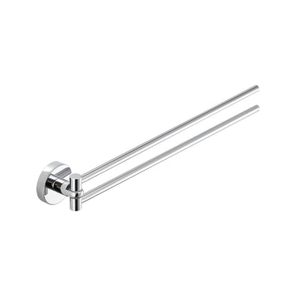 LANGPAI Brass Swinging Towel Bar 2-Arm Swing Out 180° Rotation Swivel Balance Towel Rod 16-Inch Wall Mounted Space Saving Towel Air-Drying Holder Chrome Finished
