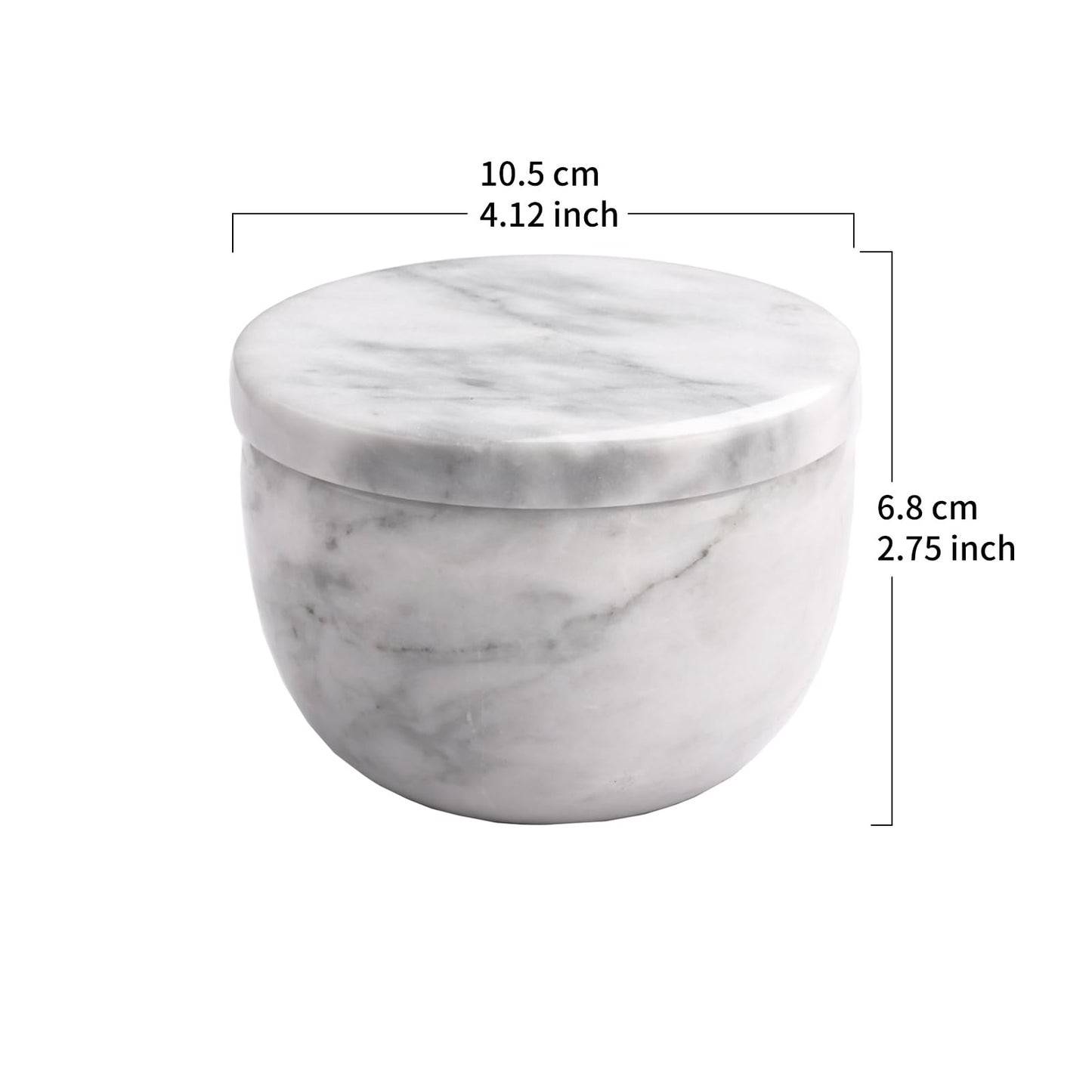 jalz jalz Marble Salt and Pepper Box Set with Spoons and Lid, Salt Cellar Salt Keeper Container, Black and White, Large Capacity 10 Ounce Bowl, 4 inch Diameter, 2.8 inch Height