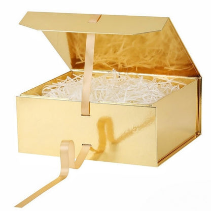 GoooodGift Large Gift Box Gold 1 Pack 13.5x11x5.3 inch Luxury Gift Box for Presents with Magnetic Closure Lid Collapsible,Birthday,Christmas,Wedding,Contains Shredded Paper Filler
