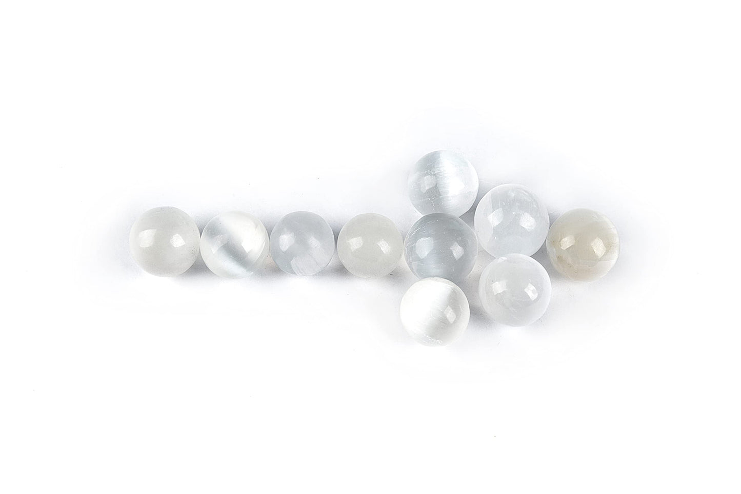 JIC Gem 4cm Selenite Sphere Ball Healing Crystal Energy Home Decor Set of 10 Art Decoration and Metaphysical Healing Mineral Balanc
