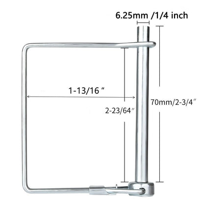 10 PCS Square Pto Pin Shaft Locking Pin 1/4 pin Hitch pin Wire Lock Pin Safety Coupler Pin 1/4" x 2-3/4"for PTO,Farm,Lawn,Hitches,and Garden (10 PCS Trailer Pins)