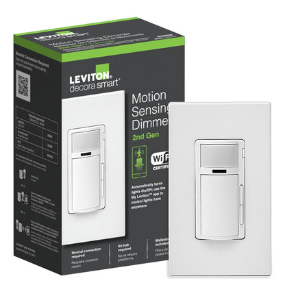 Leviton Decora Smart Switch, Wi-Fi 2nd Gen, Neutral Wire Required, Works with Matter, My Leviton, Alexa, Google Assistant, Apple Home/Siri & Wired or Wire-Free 3-Way, D215S-1RW, White