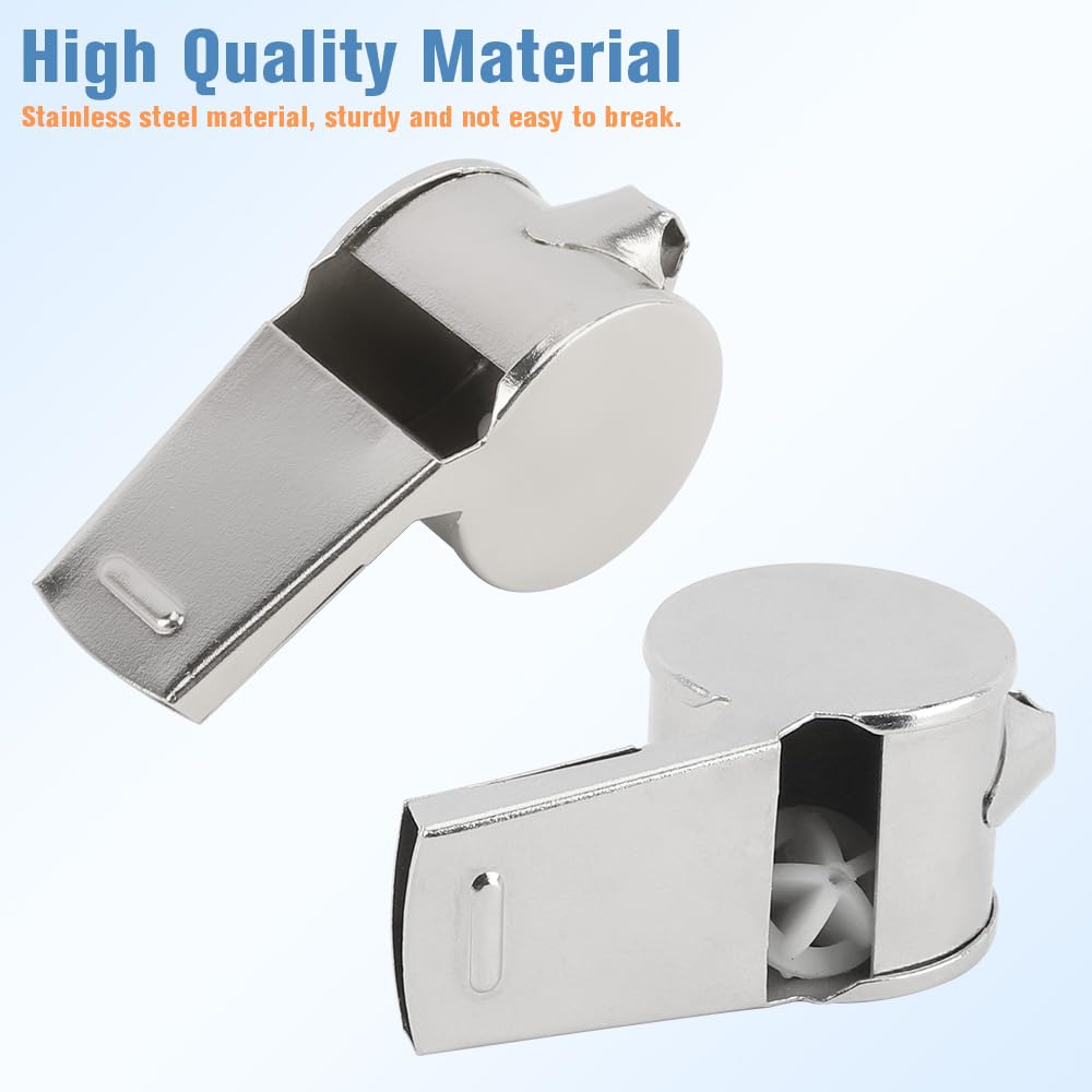 Whistle, 4 Pcs Whistle for Coaches Stainless Steel Whistles with Lanyard Referee Whistle Emergency Coach Whistles Teacher Whistle Loud Crisp Sound Whistle for Adults Teachers Pet Training Sports