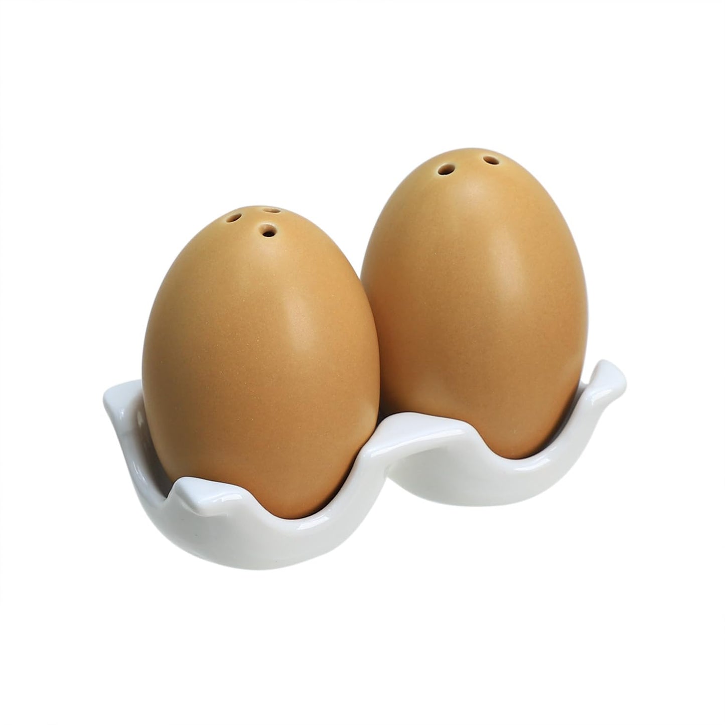 Gaolinci Egg Shape Porcelain Salt & Pepper Shakers, Salt Shaker Set with Tray
