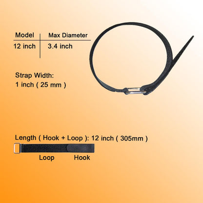 VIGAER 12 inch Reusable Fastening Cable Straps - Hook and Loop Fixing Straps - 12 Pack