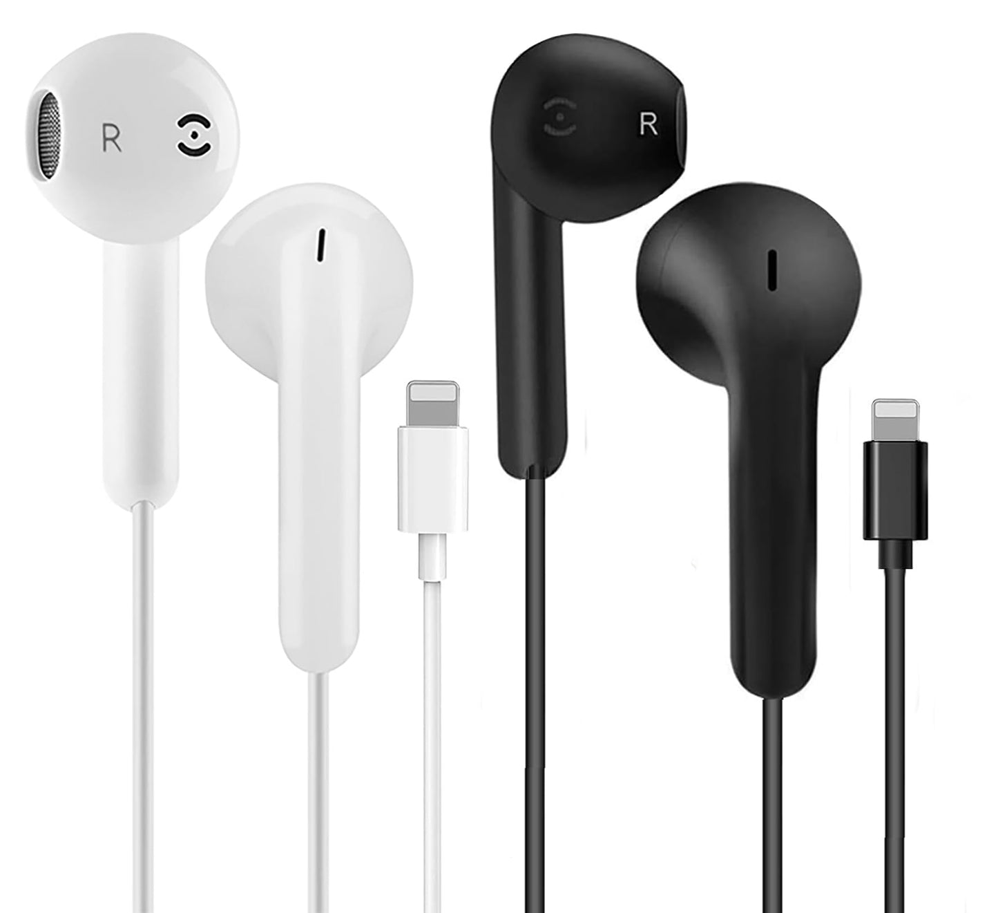 iPhone Wired Earbuds wtih Lightning Connector, Apple MFi Certified in Ear Earphones with Microphone Compatible with iPhone 14 13 12 11 Pro Max X XS XR 8 7 Plus(White&Black)