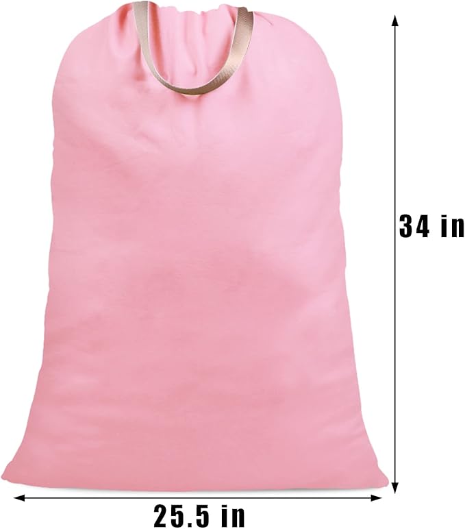 Cotton Canvas Laundry Bag with Handles & Drawstring Straps, Heavy Duty Extra