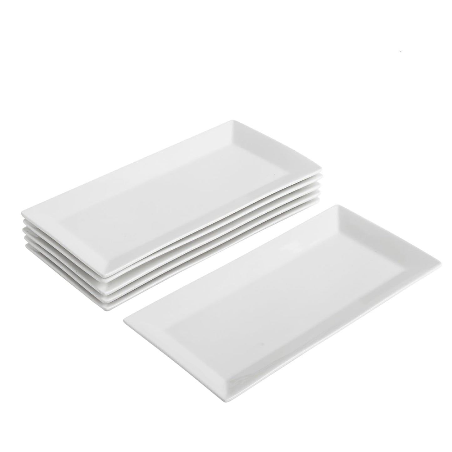 Rectangular Serving Platter Set, 12 Inch Large Serving Plates, Stackable Serving Tray for Wedding, Ceramic White Serving Platters for Entertaining, Dishwasher & Oven Safe, Gift for Housewarming (4PCS)