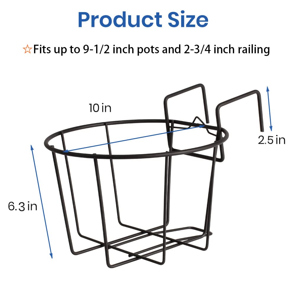 TreeLen 3Pack 10inch Railing Planter Outdoor Balcony Hanging Baskets for Plants Fence Planters Metal Potted Stand Indoor Porch Railing Planters Flower Pot Holder