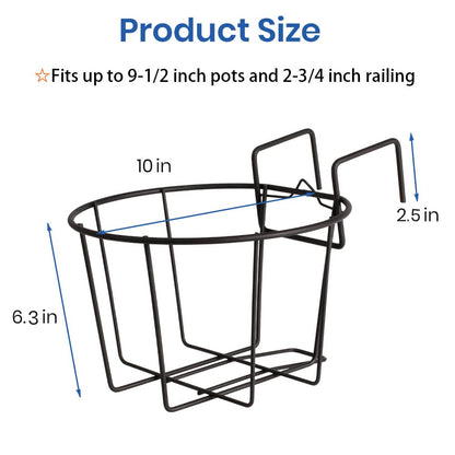 TreeLen 3Pack 10inch Railing Planter Outdoor Balcony Hanging Baskets for Plants Fence Planters Metal Potted Stand Indoor Porch Railing Planters Flower Pot Holder