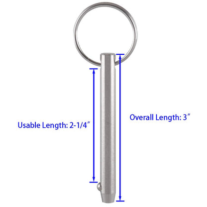2 Pack Quick Release Pins, Diameter 5/16"(8mm), Usable Length: 2-1/4"(57mm), Full 316 Stainless Steel, Bimini Top Pin, Marine Hardware, All Parts are Made of 316 Stainless Steel