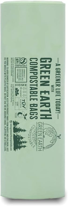 Green Earth Compostable Small Kitchen Food Scrap Trash Bags, Compost Bin