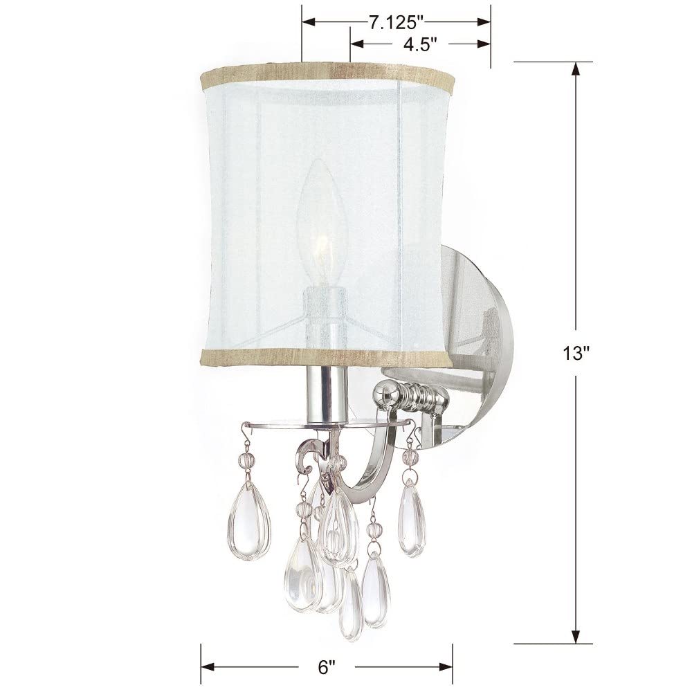 Crystorama 5621-AB Crystal Accents One Light Sconces from Hampton collection in Brass-Antiquefinish, 7.50 inches