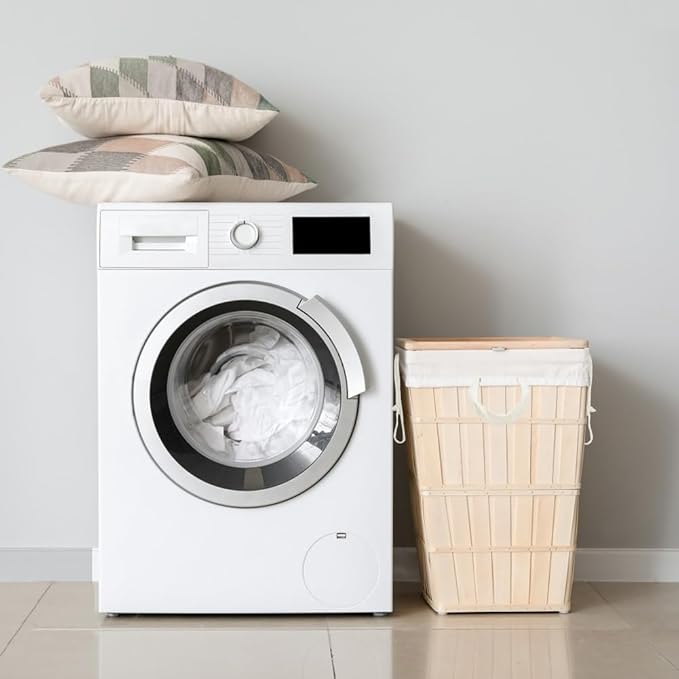 2 Pcs Canvas Laundry Bags with Carrying Handles & Drawstring Closure,