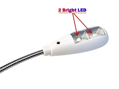 LED USB Reading Lamp Light with 2-Brightness Dimmable Setting, Flexible Gooseneck USB Light for Notebook Laptop Keyboard, Powerbank(On/Off Switch, 1 White+1 Mini USB Light)