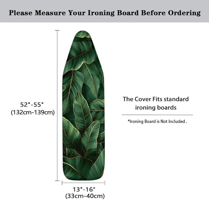 Green Banana Leaves Steam Ironing Board Cover Tropical Plant Leaves Stain