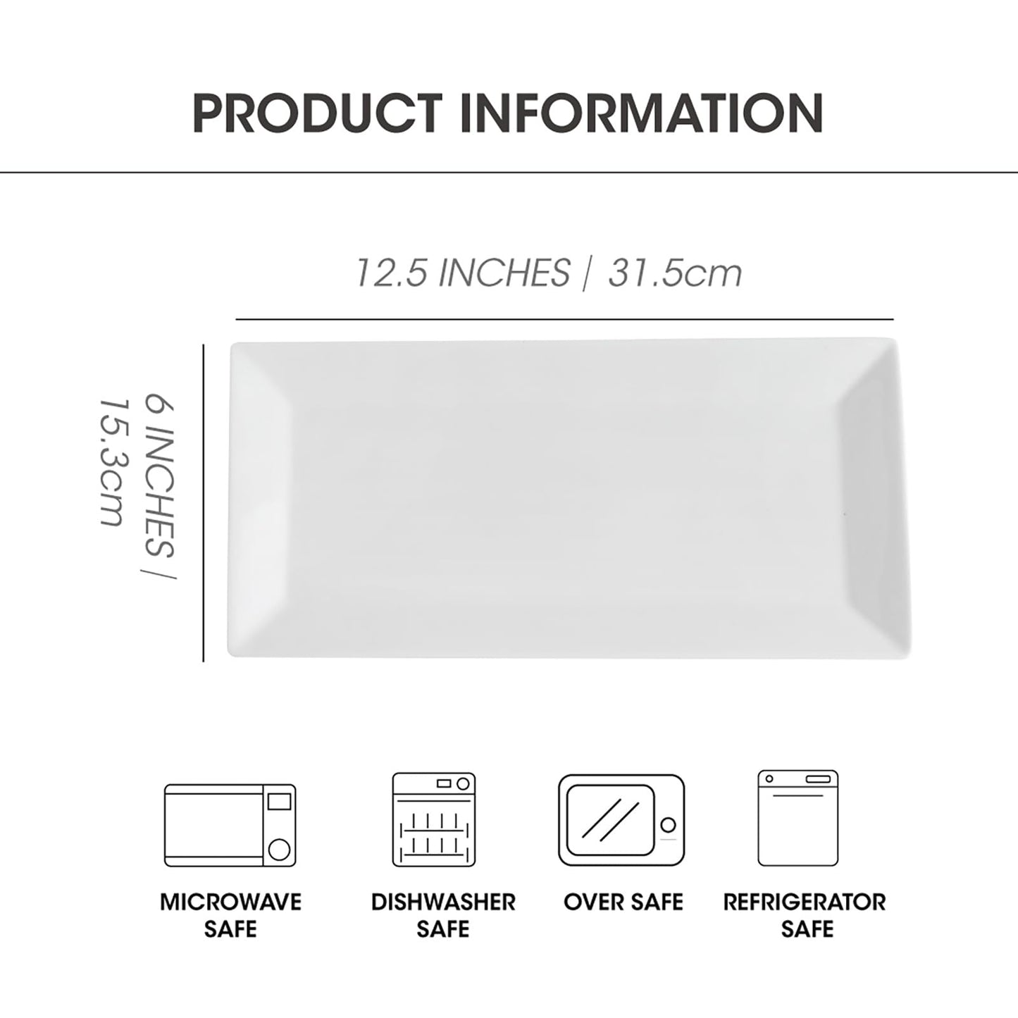 Rectangular Serving Platter Set, 12 Inch Large Serving Plates, Stackable Serving Tray for Wedding, Ceramic White Serving Platters for Entertaining, Dishwasher & Oven Safe, Gift for Housewarming (4PCS)