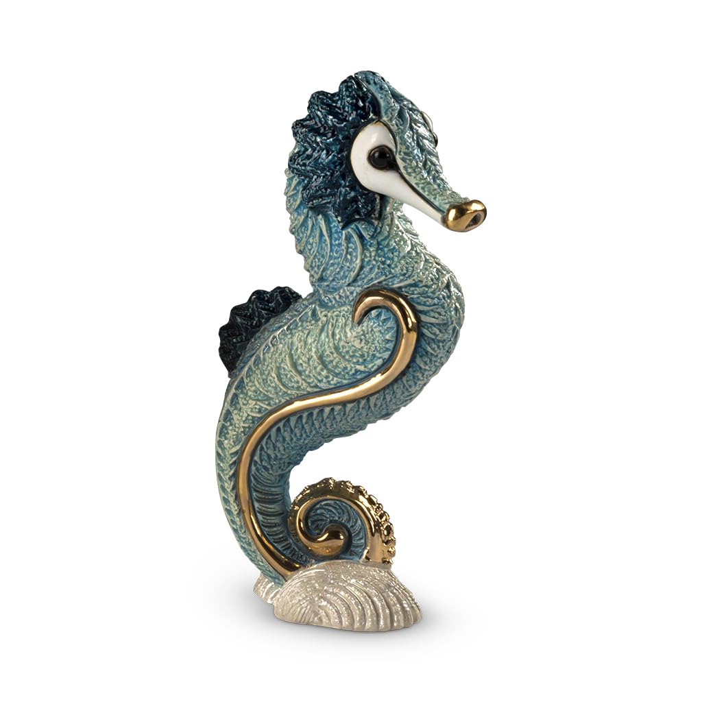 De Rosa Handmade Sculpted Ceramic Seahorse Figurine (Turquoise)