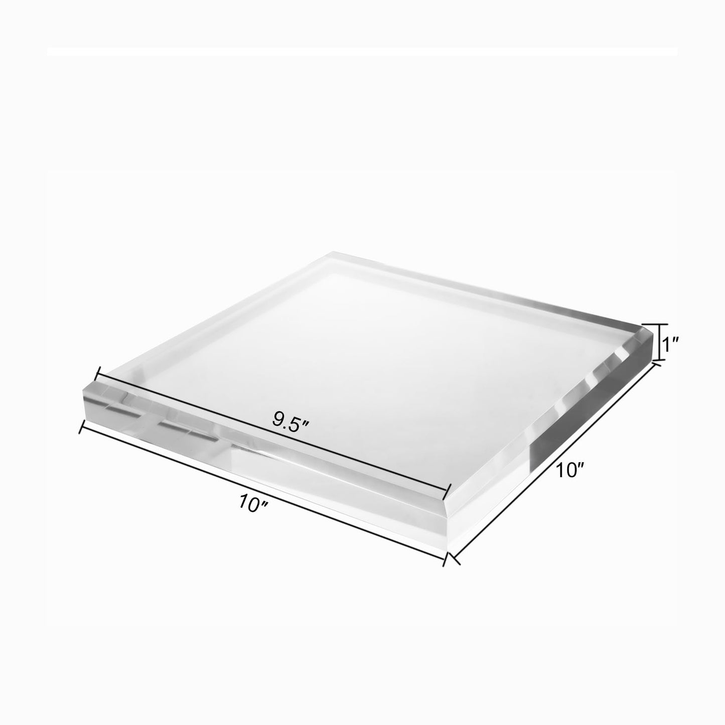 CiaoHER 1in Thickness Beveled Acrylic Square Display Block Clear Polished Pedestal Stand Riser (10x10, 1pack)