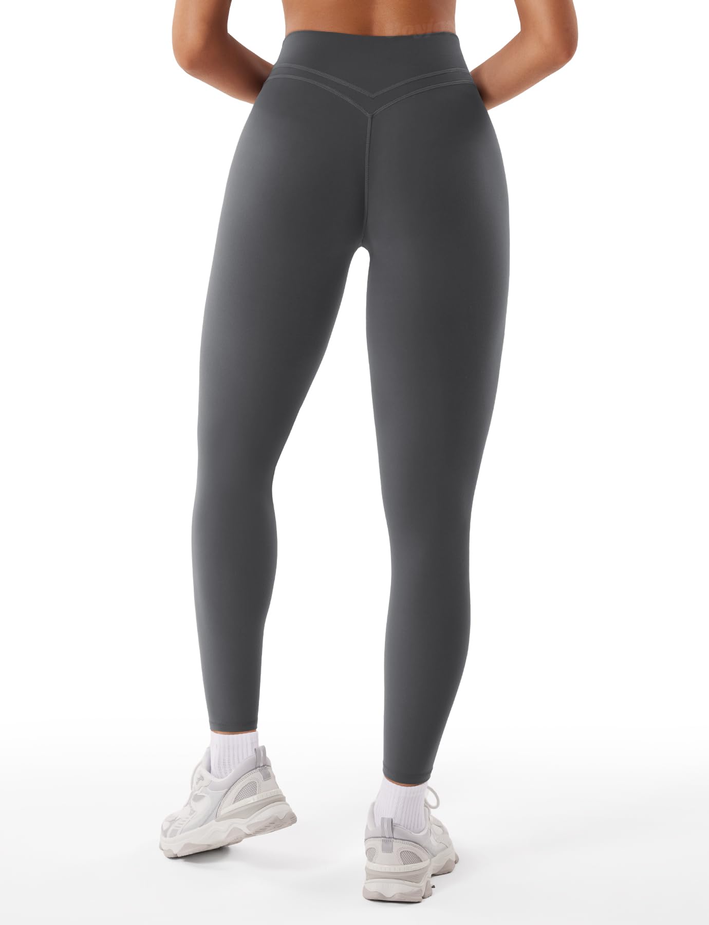 VOYJOY Womens Scrunch Workout Leggings Compression Butt Lifting Mid High Waist 26 Inches Seamless V Back Yoga Pants