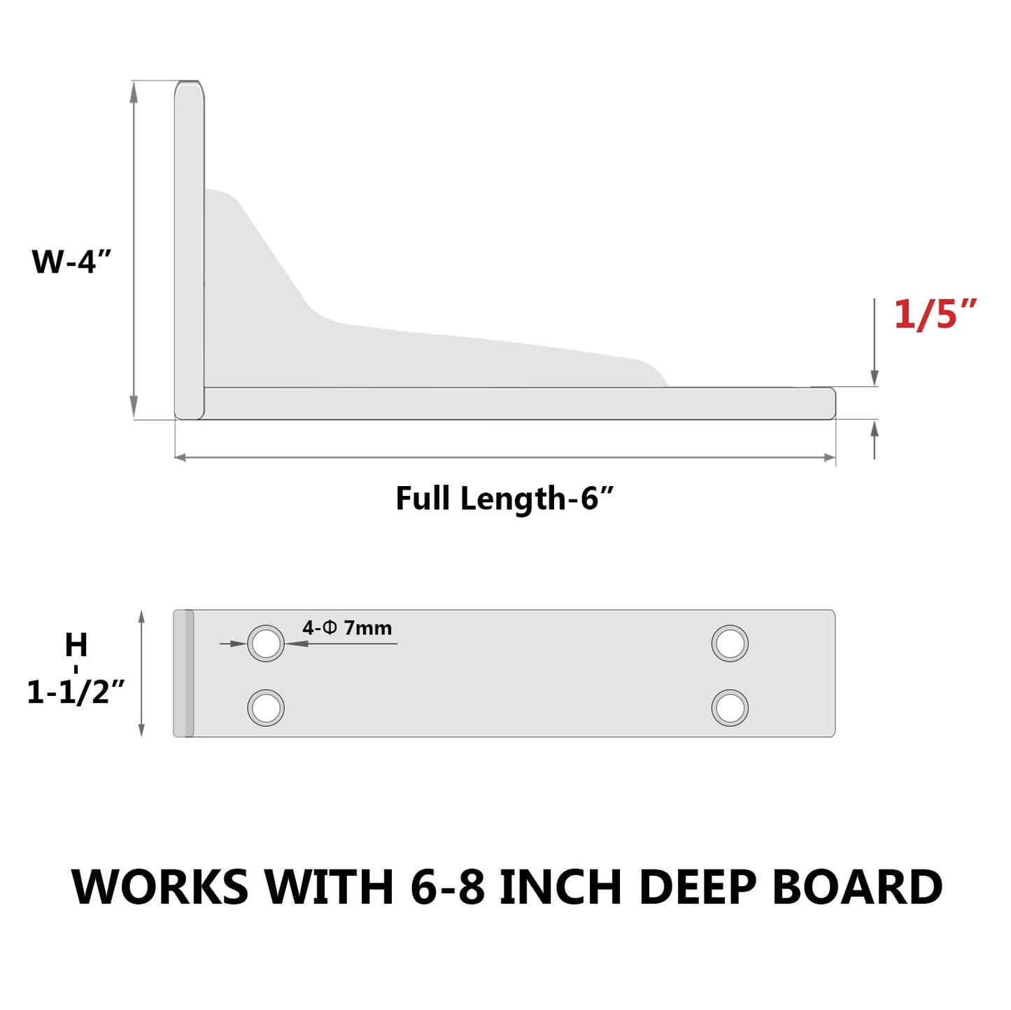 NEODROP 6 Inch Heavy Duty Shelf Brackets, Premium Metal Wall Bracket for Mantel, Countertop Support, Garage Storage Shelves | High Strength Corner Brace | 6-Pack Floating Shelf Hardware