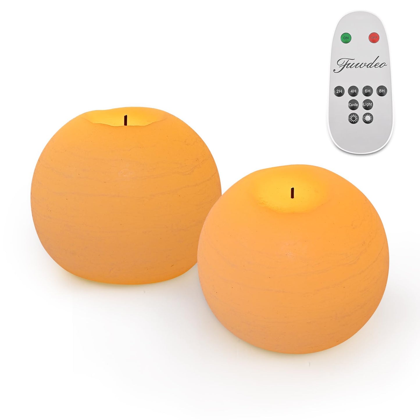 FUWDEO Flameless Candles with Remote & Timer,4" H LED Battery Operated Round Candle 2 Pack,Real Wax Christmas Candle Lights Flickering for Christmas Gift Wedding Home Decor (Ivory)