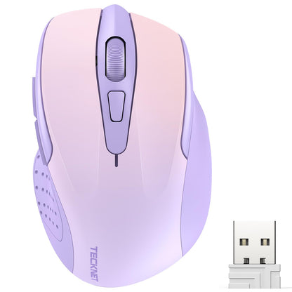 TECKNET Wireless Mouse, 2.4G Ergonomic Optical Mouse, Computer Mouse for Laptop, PC, Computer, Chromebook, Notebook, 6 Buttons, 24 Months Battery Life, 2600 DPI, 5 Adjustment Levels