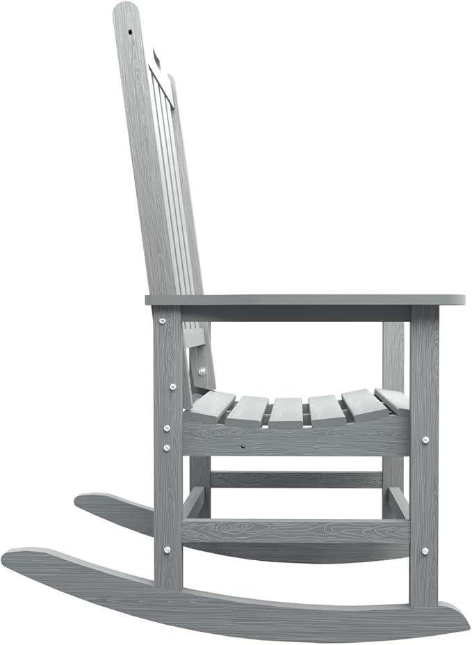 Oversized Rocking Chair Set of 8, Outdoor Rocking Chair for Adults, All Weather Resistant Porch Rocker for Lawn Garden, Grey