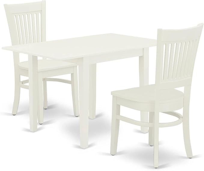 East West Furniture NDVA3-LWH-W 3 Piece Modern Dining Table Set Contains a
