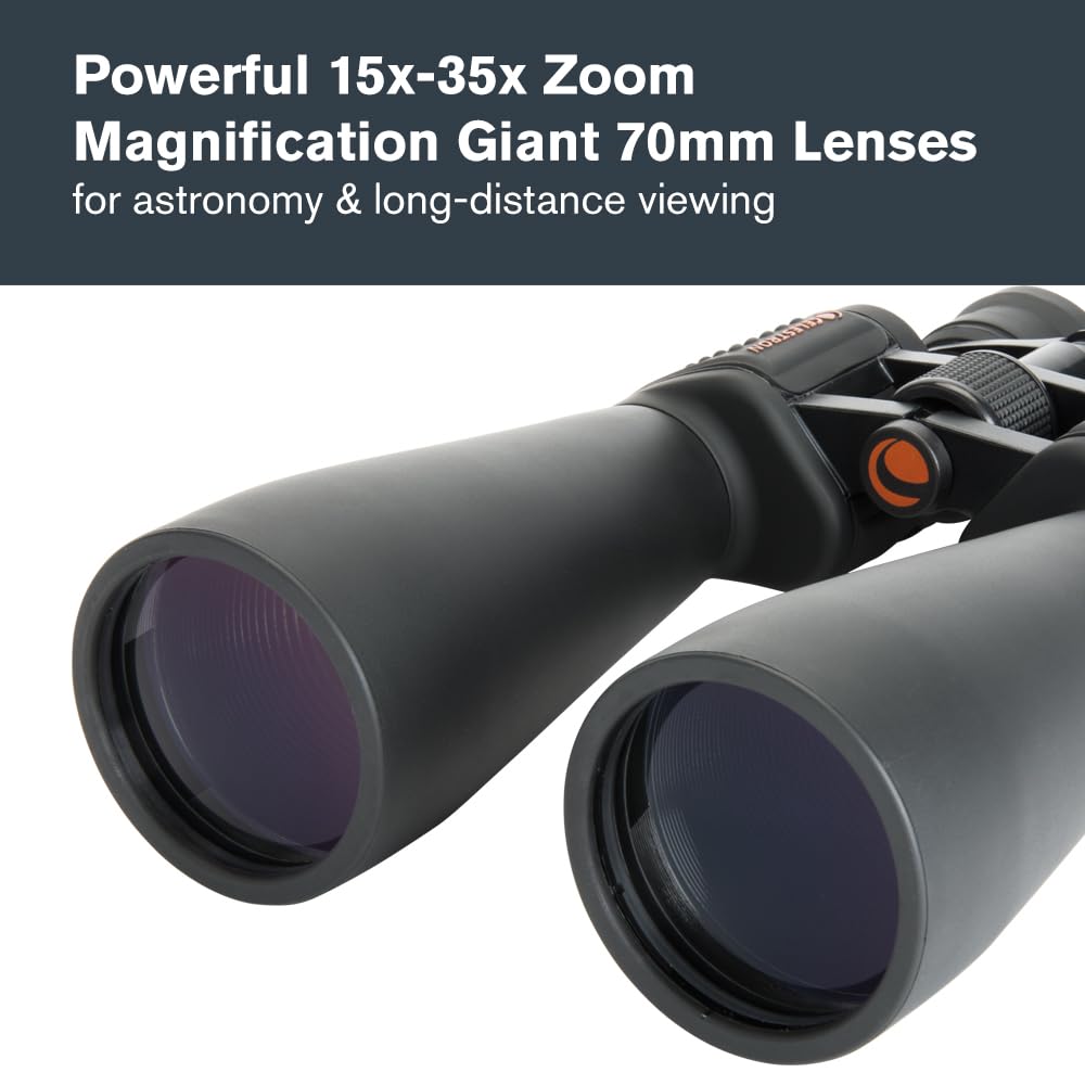 Celestron SkyMaster 15-35x70 Zoom Binoculars – Powerful Long-Range Binoculars for Astronomy & Outdoor Use – High Magnification up to 35x – Includes Tripod Adapter & Case