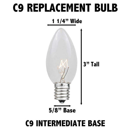 Novelty Lights C9 Clear Christmas String Light Set - 25 Foot, Indoor/Outdoor, Dimmable, Green Wire