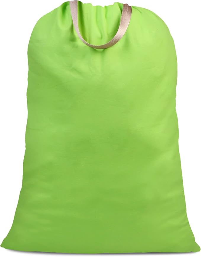 Cotton Canvas Laundry Bag with Handles & Drawstring Straps, Heavy Duty Extra