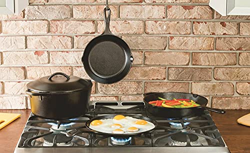 Lodge L8DD3 4.73 litre / 5 quart Pre-Seasoned Cast Iron Double Dutch Oven (with Loop Handles), Black