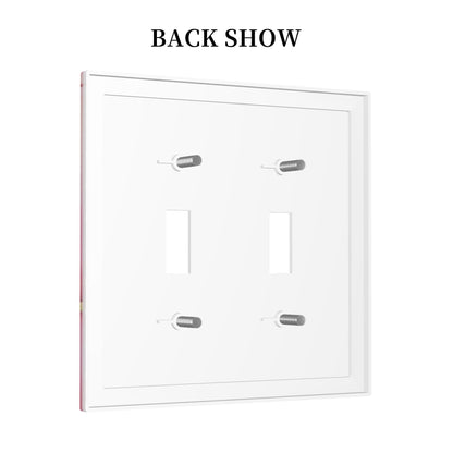 Decorative Art Light Switch Covers Pink & Gold Flow 2 Gang Double Toggle Wall Plate Decorative Switchcover Electrical Switchplate for Home Decor