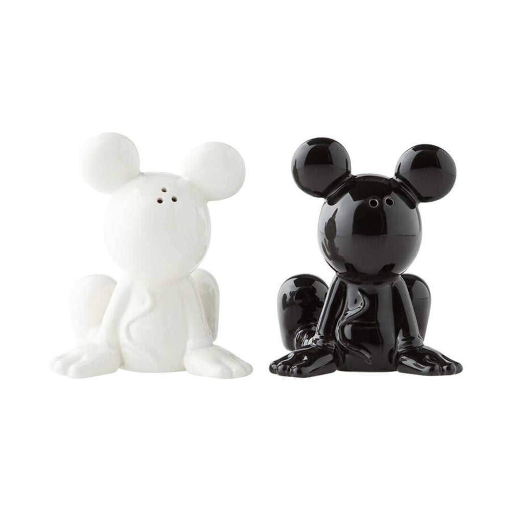 Enesco 6003748 Disney Ceramics Mickey Mouse Sitting Salt and Pepper Shakers, 3.5 Inch, Black and White