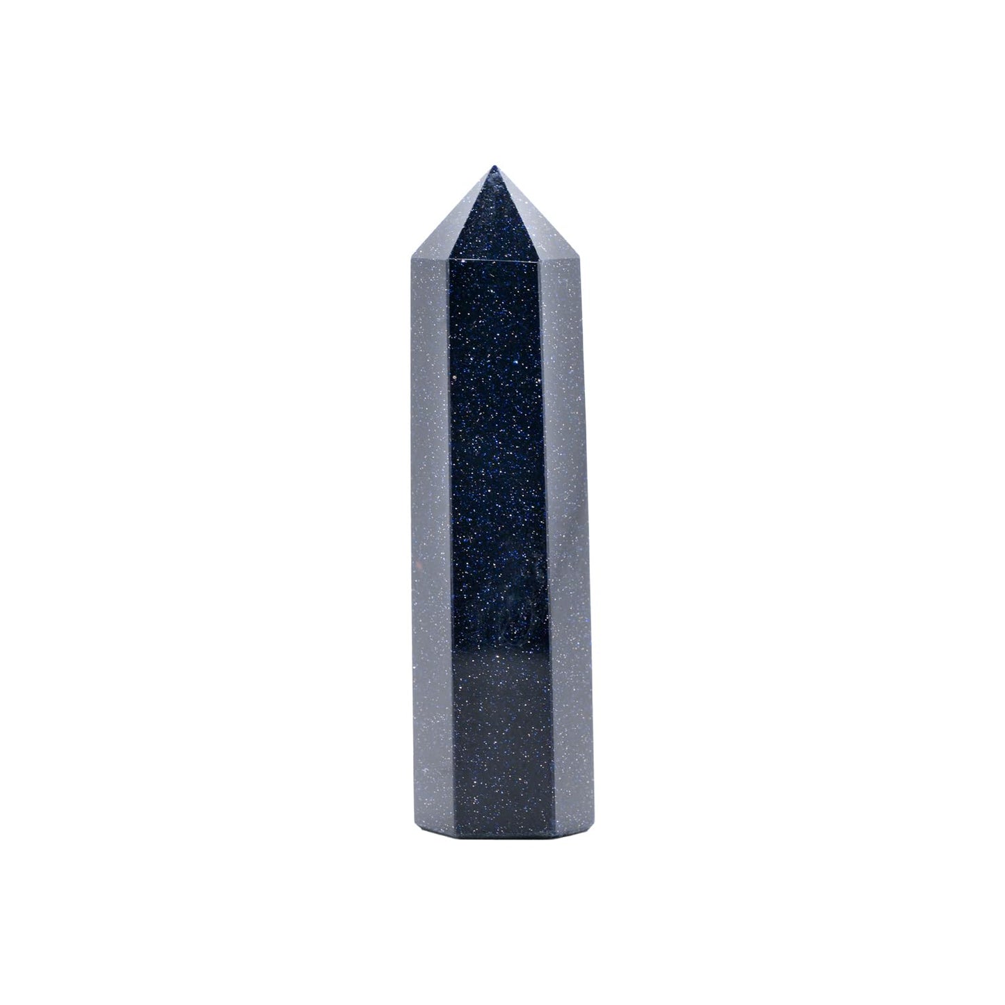 Natural Blue Sandstone Healing Crystal Hexagonal Pointed Prism Decor