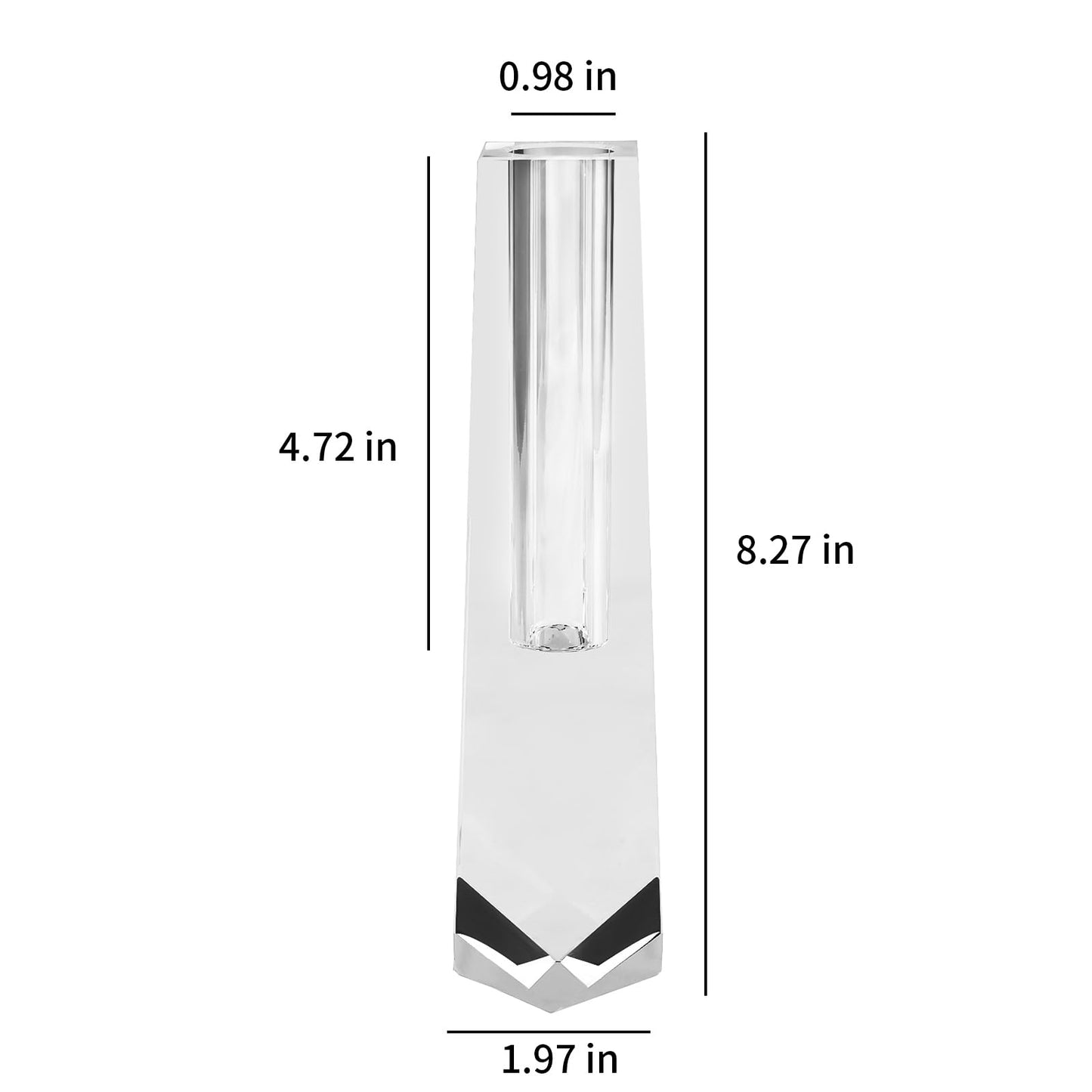 Kitcom Crystal Bud Vase 8.3IN, Elegant Floral Display Tabletop for Home & Weddings, Comes with Gift Box