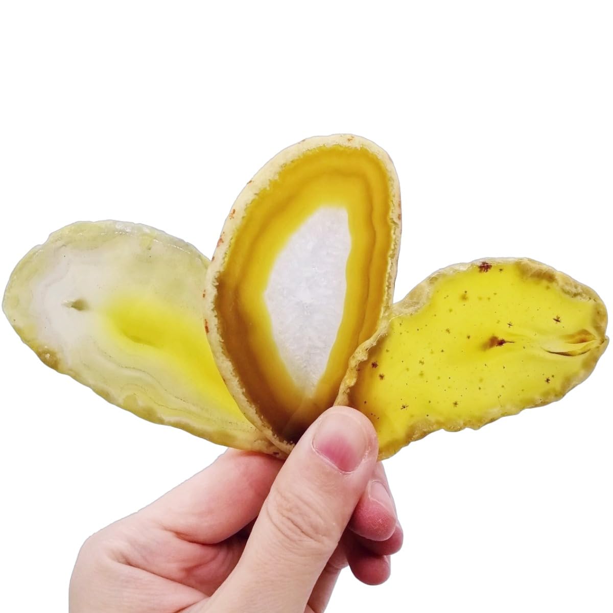 XMHOME 15Pcs Irregular Yellow Agate Slices Bulk Geode Slices Agate Place Cards Home Decoration DIY Gemstone Wall Art Jewelry Making Undrilled