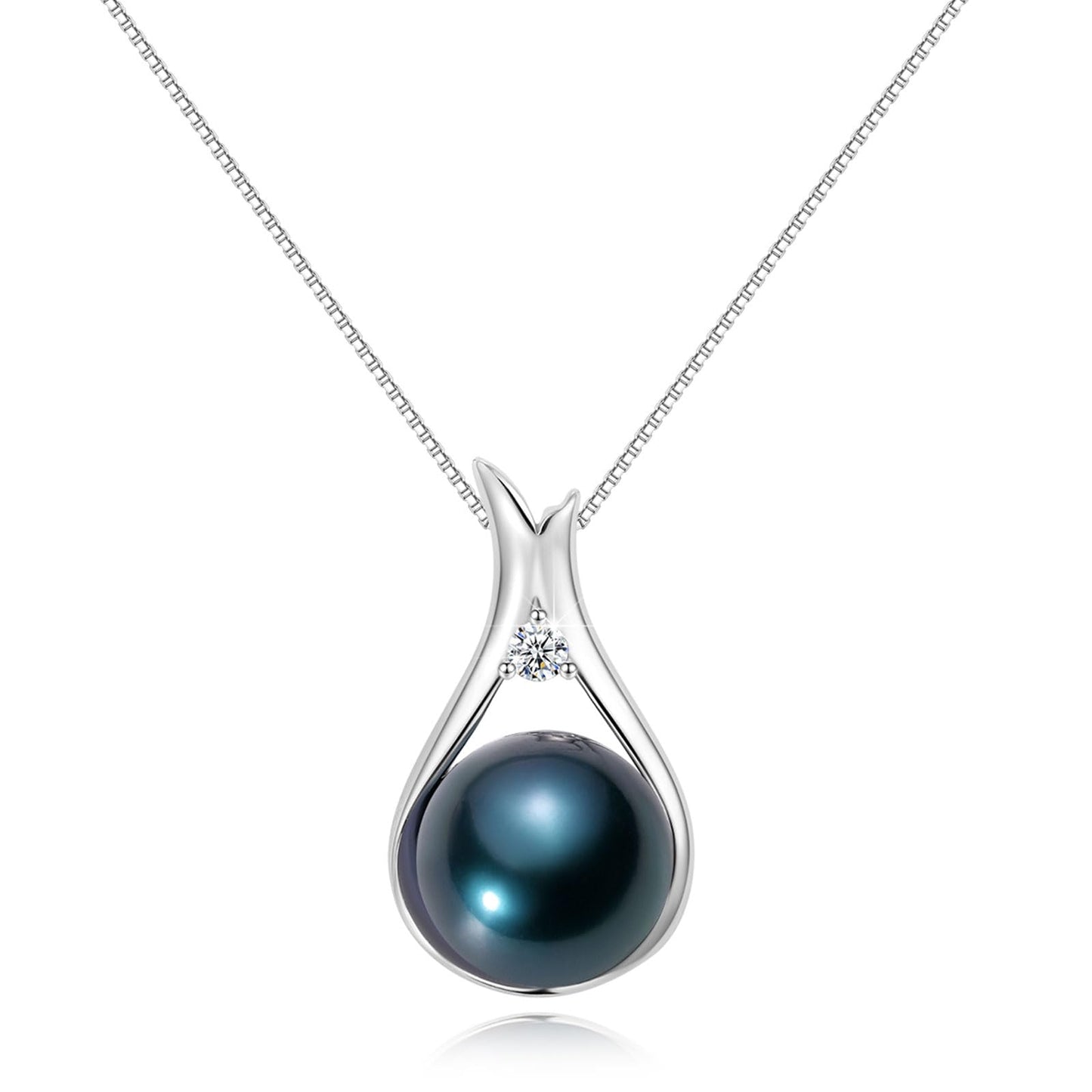 YAMI Tahitian Black Pearl Necklace 10-11mm Saltwater Cultured Pearl Jewelry with 925 Sterling Silver Adjustable Chain for Women, Mom, Wife, Luxury Gift for Birthday, Mother's Day, Anniversary