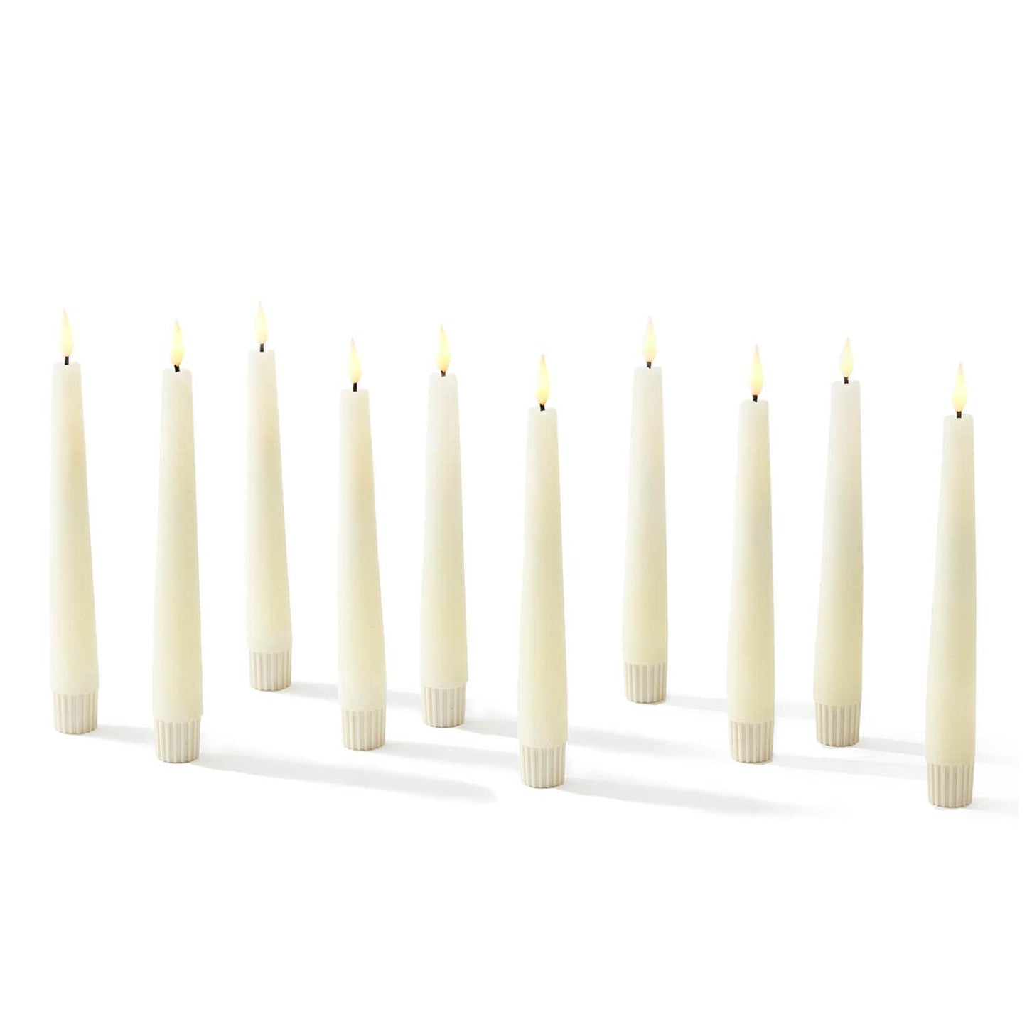 LampLust Flameless Taper Candles, Realistic Flame with Wick, 7 Inch, 10 Pack, Ivory Wax, Flickering Flameless Candle LED, Remote Included, Home Decor, Christmas Party Decorations, Wedding Centerpiece