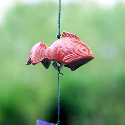 Oavand Set of 2, Japanese Bless Small Wind Chimes Outdoor, Iwachu Cast Iron Lucky Temple Wind Bell Memorial and Sympathy Wind Chimes for Outside Good Luck for Garden, Patio, Balcony (Goldfish and owl)