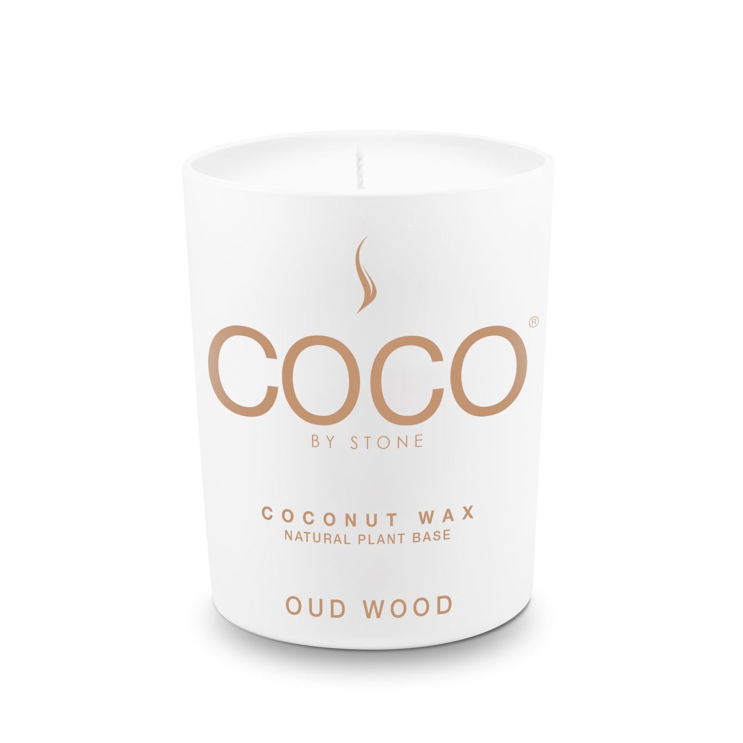 COCO by Stone 6.5oz Candle, Coconut Apricot Wax Candle for Home (Oud Wood) Home Fragrance Products, 1 Wick Candle, Enhance Indoor Aroma, Vegan & Cruelty-Free, Clean Burning and Hand Poured Candle