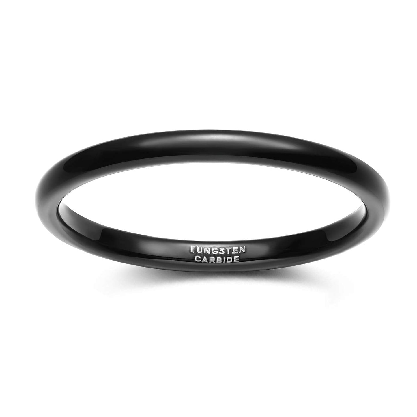 TRUMIUM 2mm Tungsten Rings for Women Men Thin Wedding Bands Engagement Promise Wedding Ring Beveled Edges Plain Domed Size 6