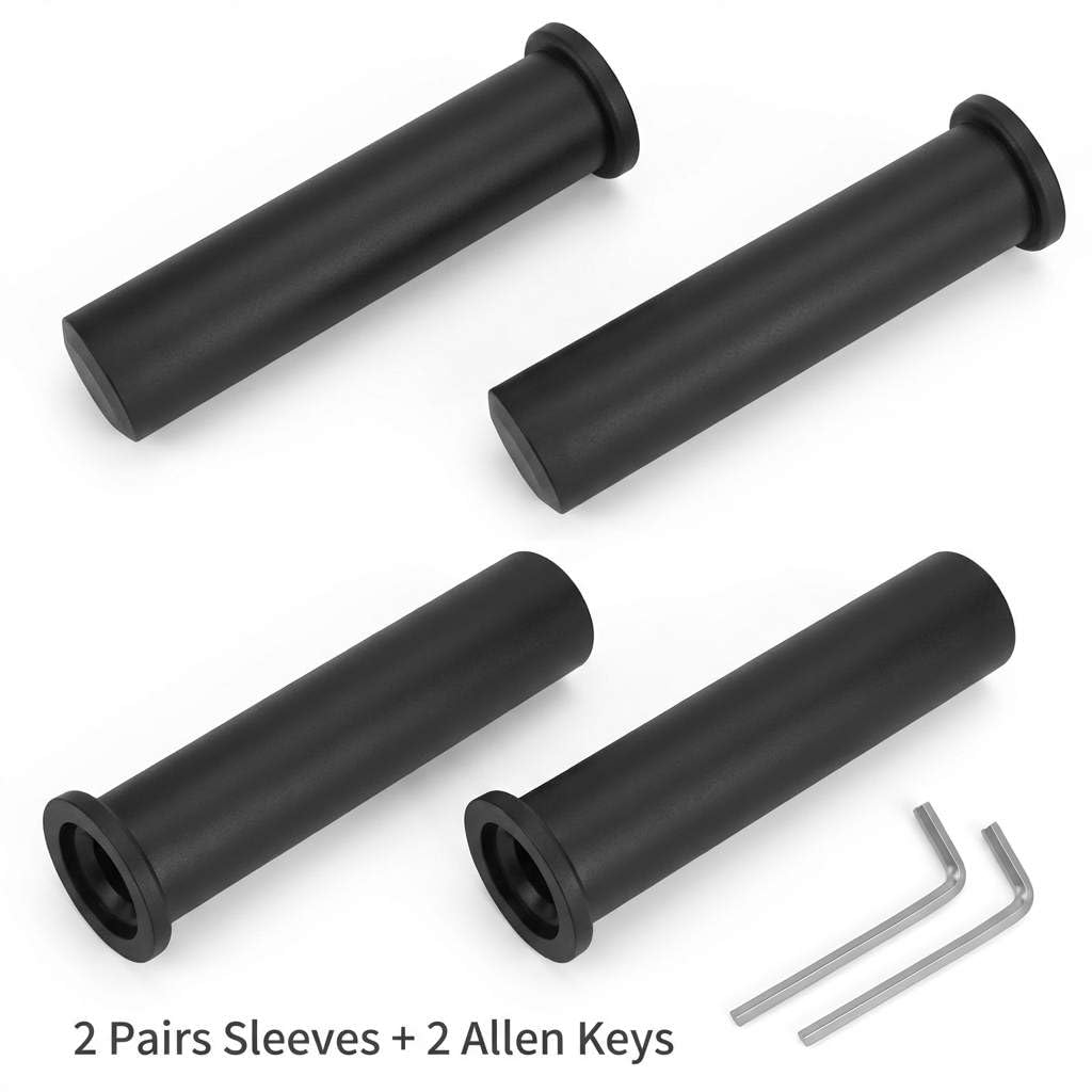 QWORK Adapter Sleeves 1" to 2" – 8" Length, 2 Pairs, 600 lbs Load, Locking Bolt & Caps for Racks, Bars & Plates
