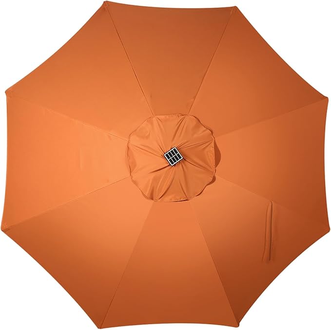 Blissun 9 ft Solar Umbrella with 32 LED Lights for Garden, Deck, Backyard (Rust)