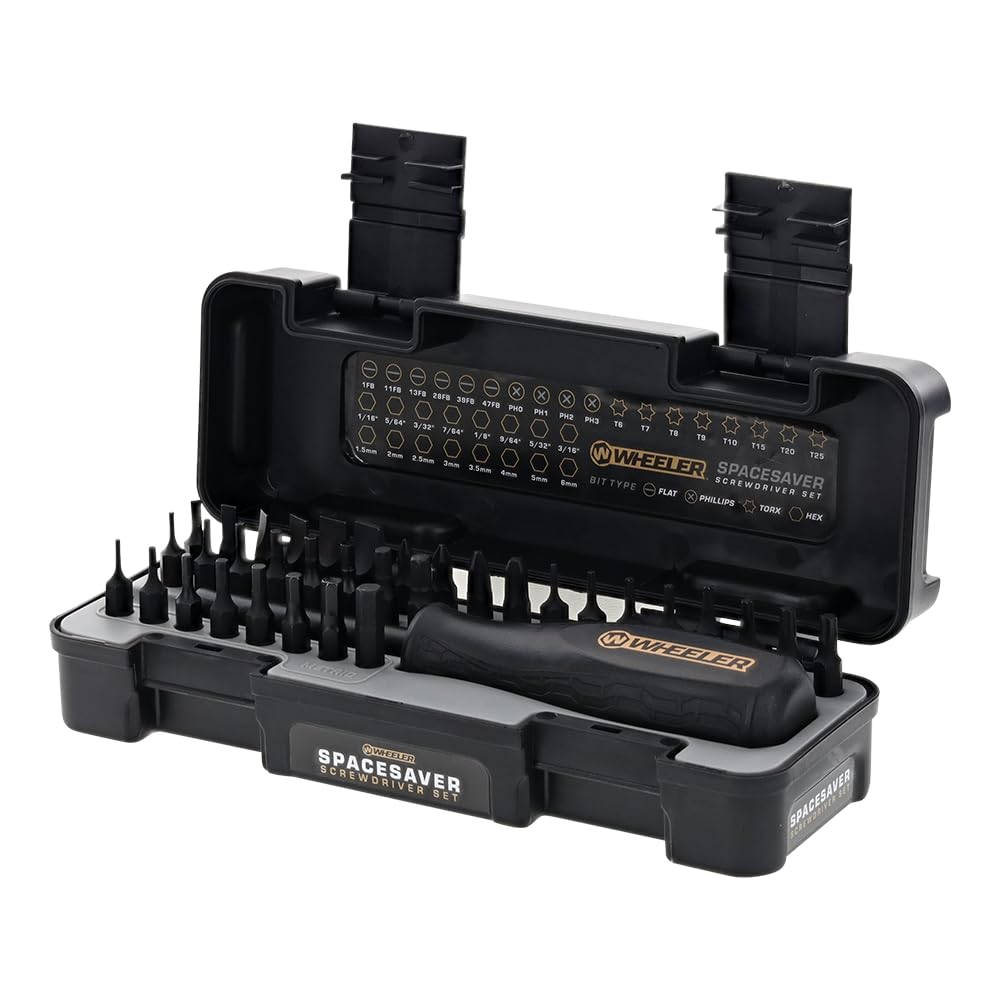 Wheeler Space Saver Screwdriver Set with Magnetic Screwdriver Handle, Bit Assortment and Storage Case for Maintenance